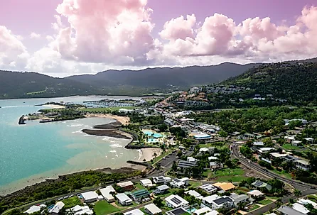 Overlooking Airlie Beach in the Whitsunday Region of Queensland, Australia.