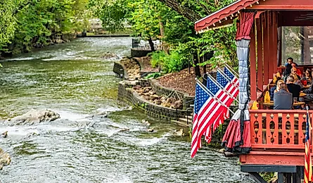 Cafe on the Chattahoochee River in Helen, Georgia. Editorial credit: Kristi Blokhin / Shutterstock.com 