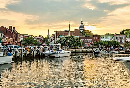 Annapolis, Maryland harbor, on a summer afternoon.