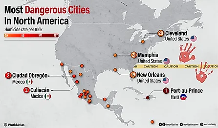 infographic of the most dangerous cities in the world