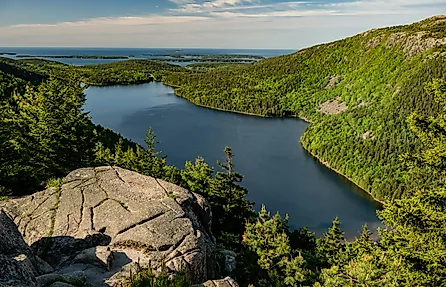View of Eagle Lake in Early Summer in Acadia National Park. 