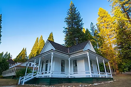 Beautiful view of the historic Wawona Hotel, located in Yosemite National Park is part of the American National Historic Heritage. Wawona, California