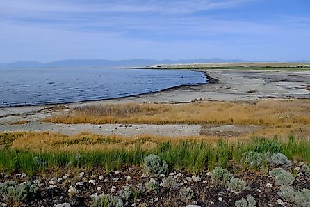 Lake shore landscape of Great Salt Lake in Utah