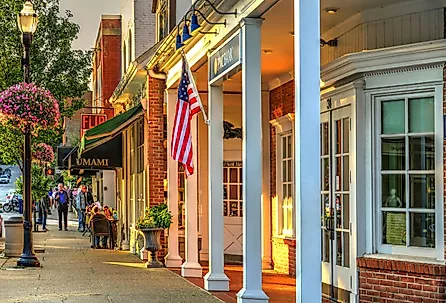 Downtown Chagrin Falls, Ohio, with people dining on Main Street. Image credit Lynne Neuman via Shutterstock.