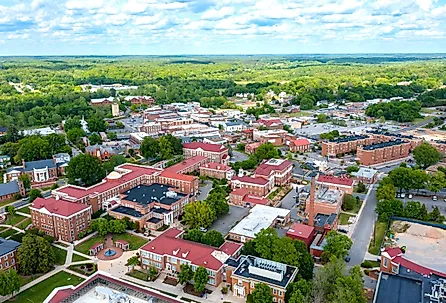 Aerial view of Farmville, Virginia.