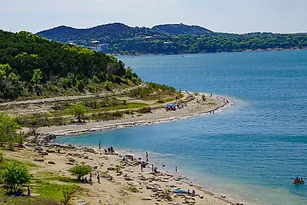 The shore of Canyon Lake, Texas just outside of New Braunfels in the Hill Country taken from the Overlook Park