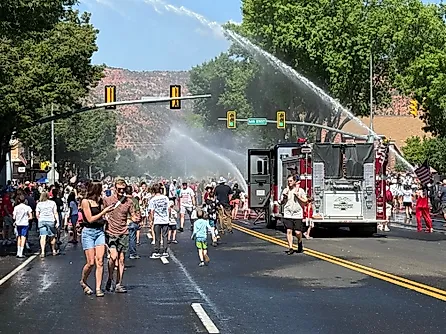 The Fourth of July parade along the main street in downtown Kanab, Utah. Editorial credit: Lissandra Melo / Shutterstock.com