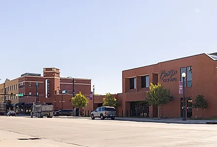 The Owasso City Hall and the old business district on 2nd Avenue. Editorial credit: Roberto Galan / Shutterstock.com