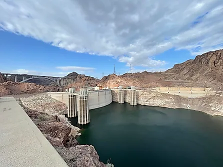 Hoover Dam Intake Towers and Lake Mead Bathtub Ring in Nevada and Arizona