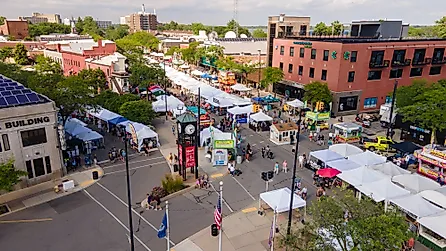 Aerial view of the famous Wyandotte Street Art Fair in Wyandotte, Michigan. Image credit Matthew G Eddy via Shutterstock.com