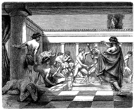 Illustration of a young Spartans Exercising at Sparta