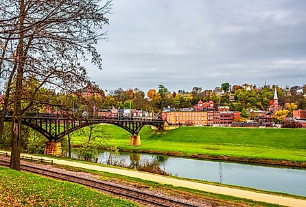 Historical Galena town view in autumn in Illinois.