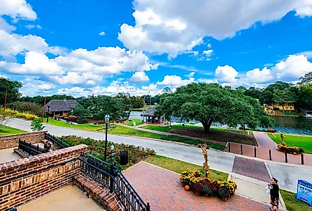 The Beau Jardin and Riverwalk in downtown Natchitoches, Louisiana. Image credit AshleyGary via Shutterstock