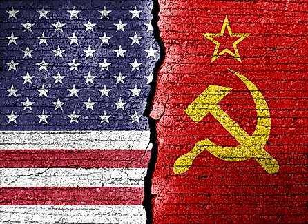 the flags of the Soviet Union and the United States