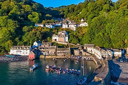 Aerial view of Clovelly, Devon, United Kingdom.