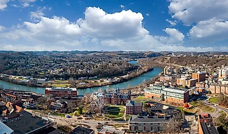 Aerial view of Morgantown, West Virginia.