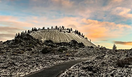 Lava Butte, the cinder cone whose eruption produced the flow that engulfed the forest now known as Lava Cast Forest.