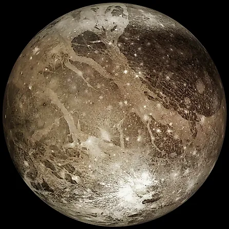 Ganymede. Jupiter's moon Ganymede on a black background. Image credit: Photobond / Shutterstock.com