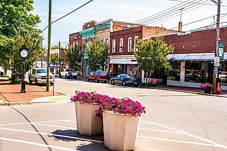 Warrenton, North Carolina: The Warrenton Downtown District is Decorated with Beautiful Flowers. Editorial credit: Wileydoc / Shutterstock.com
