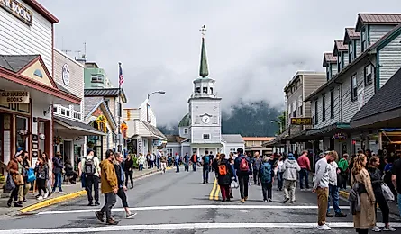 View of the historic Main Street in Sitka, Alaska. Editorial credit: Jeff Whyte / Shutterstock.com. 