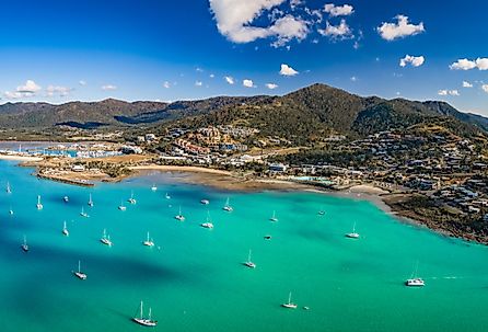 Aerial view of Airlie Beach, Queensland.