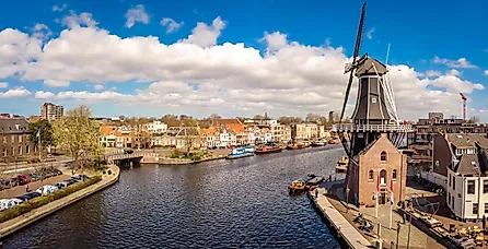 Aerial view of windmill in Haarlem, Netherlands