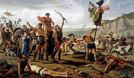 Depiction of Marius as victor over the invading Cimbri. By Francesco Saverio Altamura, Public domain, via Wikimedia Commons https://commons.wikimedia.org/wiki/File:Mario_vincitore_dei_Cimbri.jpg