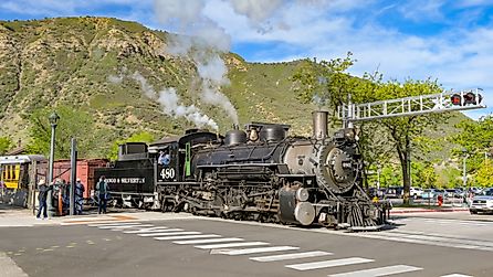 The Durango and Silverton Narrow Gauge Railway in Durango, Colorado. Editorial Credit: Ceri Breeze, Shutterstock.com