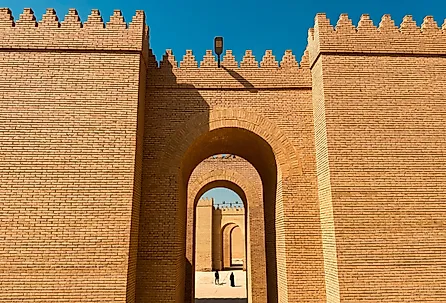 Exploring the ancient ruins of Babylon in Iraq with impressive brick architecture.