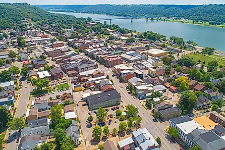 Aerial view of Madison, Indiana.