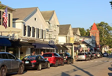 Main street with historic commercial buildings in Essex, Connecticut. Image credit danf0505 via Shutterstock