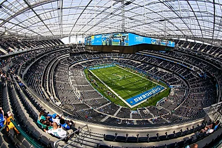 A general view of the SoFi Stadium prior to an NFL football game between the Miami Dolphins and the Los Angeles Chargers. Editorial credit: Ringo Chiu / Shutterstock.com