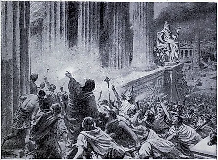 The burning of The Library of Alexandria, 391 CE. Image credit: Creative Commons