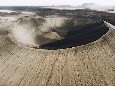 The giant crater of Dimmuborgir, Iceland. One of many craters to hit Earth. 