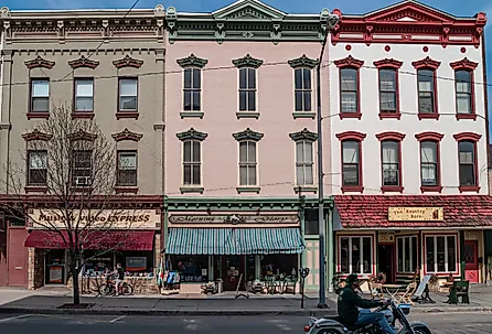 A look at Main St with classic storefronts in Honesdale, PA. Image credit Andrew F. Kazmierski via Shutterstock.