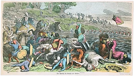 Greek phalanx against Achaemenid troops. Image credit: Wikimedia Commons (Public domain).