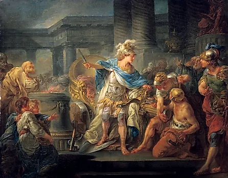 Alexander Cuts the Gordian Knot by Jean-Simon Berthélemy (1767)