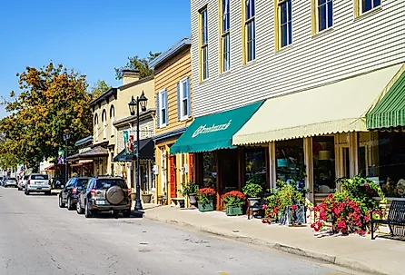 Midway, Kentucky's picturesque Main Street, is famous for its boutiques and restaurants. Image credit Alexey Stiop via Shutterstock