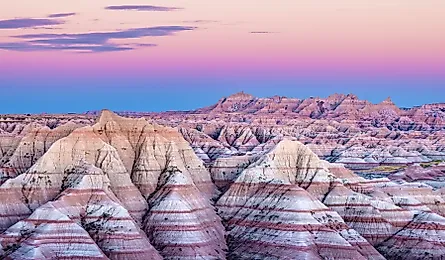Sunset at Badlands National Park in South Dakota.