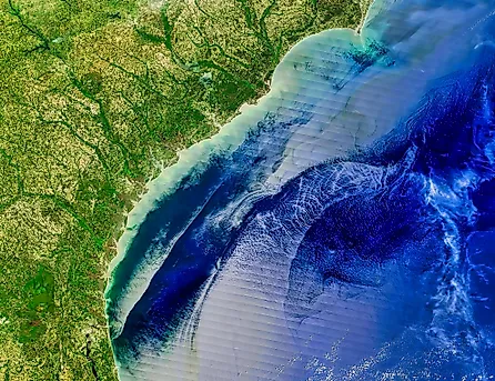 Surface roughness associated with the Gulf Stream off Georgia.  Elements of this image furnished by NASA.