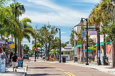 The charming downtown of Tarpon Springs, Florida.