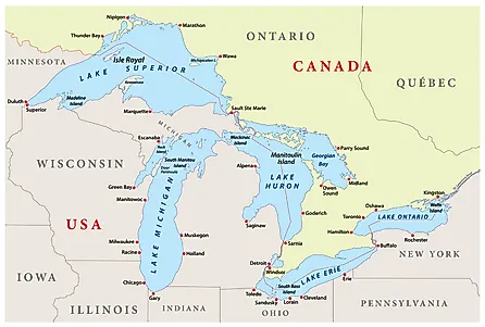 Map of the Great Lakes.