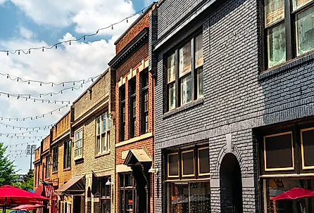 Traditional houses at Brevard Court in Uptown Charlotte, North Carolina.