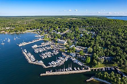 Aerial view of Fish Creek, Wisconsin.