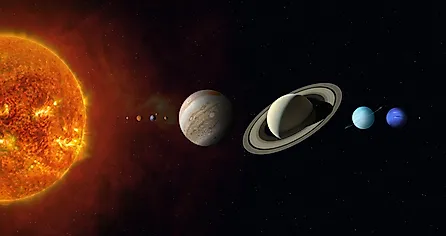 The planets in our solar system, lined up.