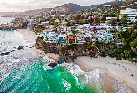 Luxury buildings along the coast of Laguna Beach, California.