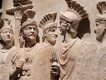 Relief of Soldiers of the Praetorian Guard. (Credit: Jamie Heath, CC BY-SA 2.0 <https://creativecommons.org/licenses/by-sa/2.0>, via Wikimedia Commons)