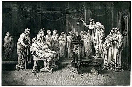 Engraving From 1882 Featuring The Vestal Virgins Of Ancient Rome.