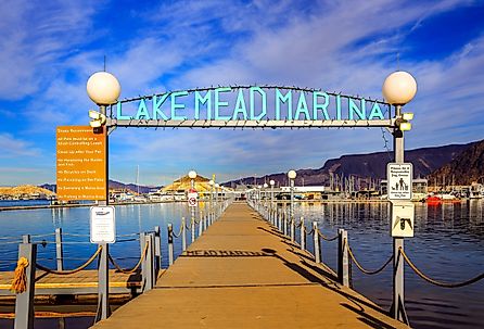 Entrance to Lake Mead Marina of Lake Mead National Recreation Area in Boulder City, Nevada. Image credit Nadia Yong via Shutterstock.