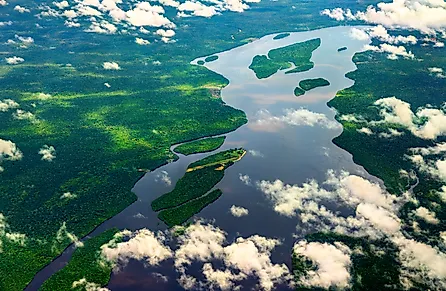 The Essequibo river in the Amazon rainforest of Guyana, South America.